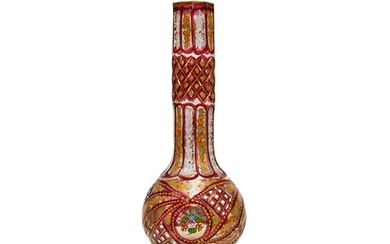 A BOHEMIAN CUT GLASS HUQQA BASE, 19TH CENTURY Height: 35cm
