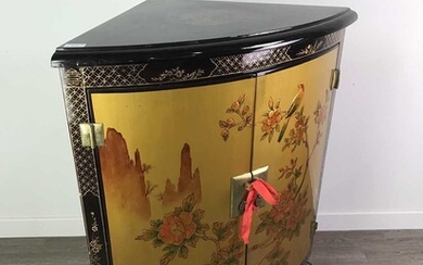 A CHINESE BOW FRONT CORNER CABINET