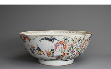 A CHINESE FAMILLE ROSE PORCELAIN PUNCH BOWL, 18TH CENTURY. D...