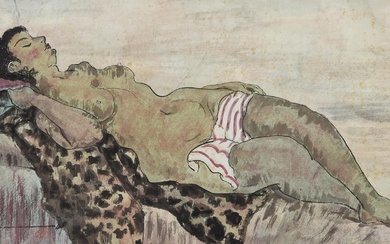 A CHINESE WATERCOLOUR PAINTING OF NUDE LADY, 20TH CENTURY