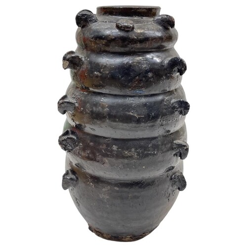 A Chinese Black Glazed Ring Vase Tang Dynasty.