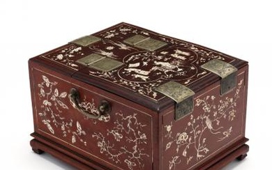 A Chinese Bone Inlaid Traveling Vanity Box