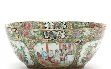 A Chinese Export Porcelain Rose Medallion Punch Bowl