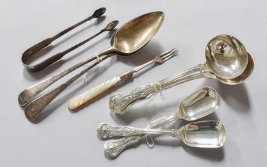 A Collection George III and Later Silver Flatware, comprising 2...