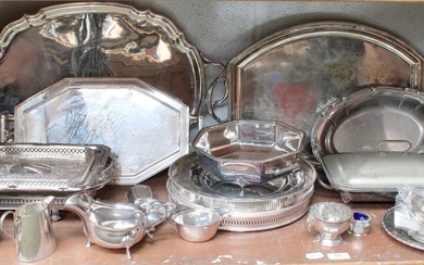A Collection of Assorted Silver Plate, including various tea-trays; Together...