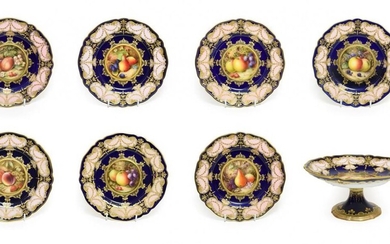 A Composite Royal Worcester Porcelain Dessert Service, by Richard Sebright,...