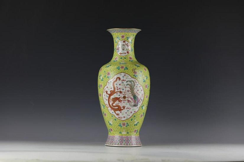 A Famille Verte Fugural Vase with Kangxi Mark