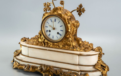 A Fine Louis XVI Gilt Ormolu and Marble Mantel Clock, France, 19th Century