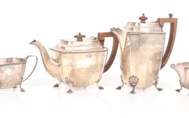 A Four Piece Sterling Tea Set, Mappin and Webb