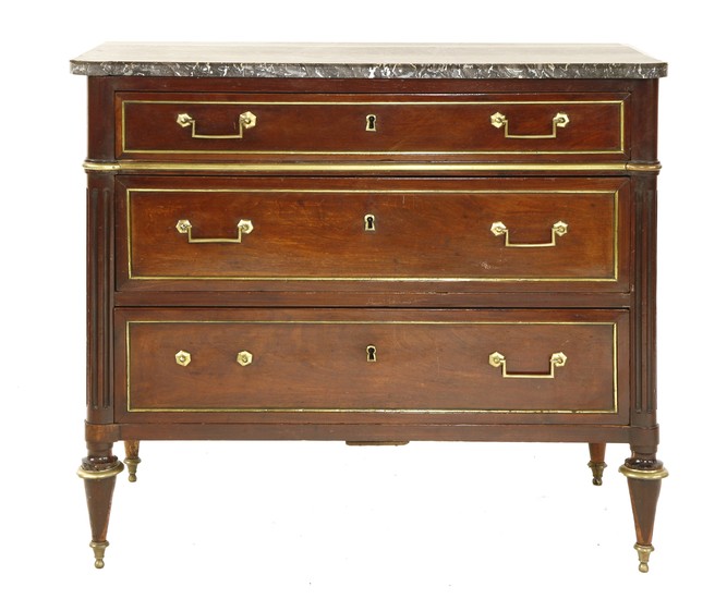A French mahogany commode chest
