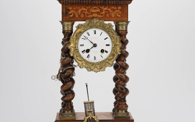 A “French pendyl” or “Napoleon clock” table clock, C Detouche, early 19th century, France.