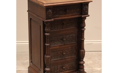 A French walnut bedside chest, late 19th /early 20th century...