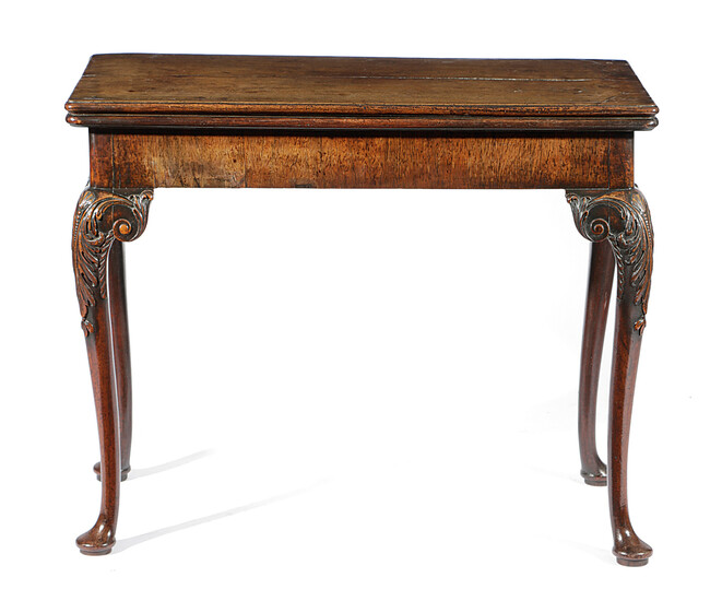 A GEORGE II CONCERTINA ACTION CARD TABLE