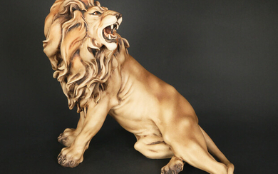 A GIUSEPPE ARMANI FOR CAPODIMONTE PORCELAIN FIGURE 'LIONS' ROAR'