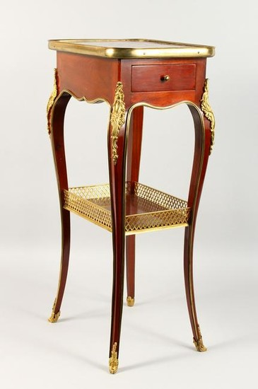 A GOOD FRENCH ORMOLU MOUNTED MAHOGANY AND MARQUETRY