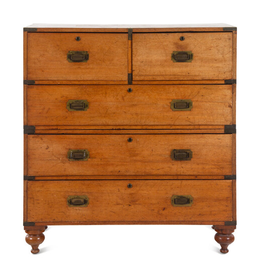 A George III Mahogany Campaign Chest of Drawers