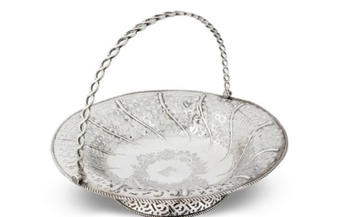 A George III Pierced Silver Cake Basket Height 3 1/4 x