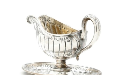 SOLD. A German silver sauce boat, partly gilt. Koch & Bergfeld, early 20th century. weight...