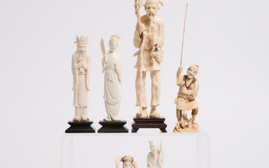 A Group of Ten Ivory Figures, Early to Mid 20th Century