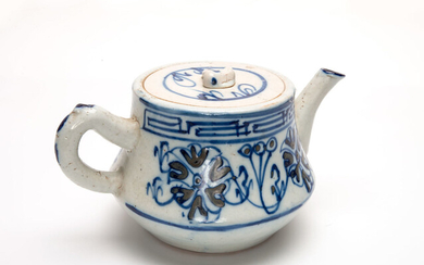 A Japanese Blue & White Porcelain Teapot, 19th Century