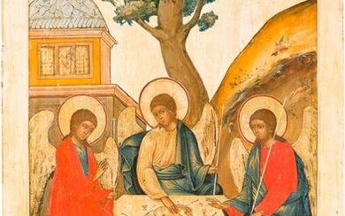 A LARGE AND FINELY PAINTED ICON SHOWING THE OLD