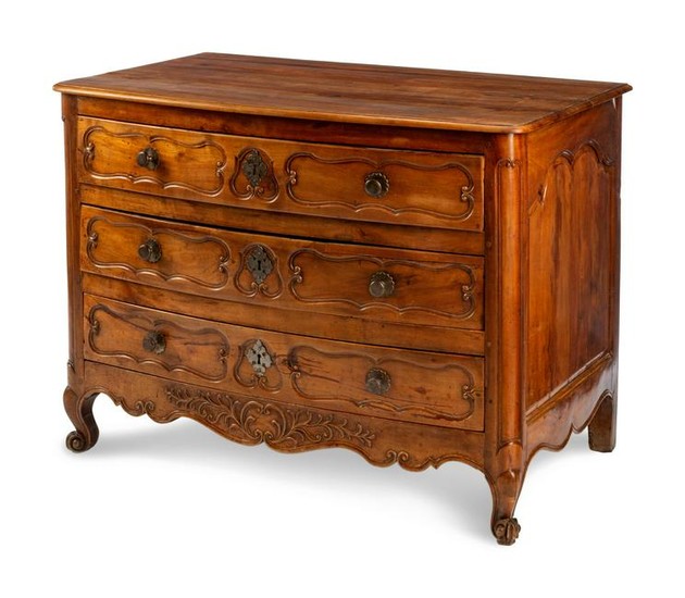 A Louis XV Provincial Style Walnut Commode