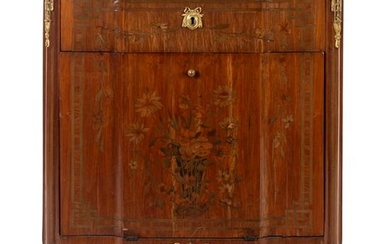 A Louis XV Style Marquetry Marble-Top Cabinet