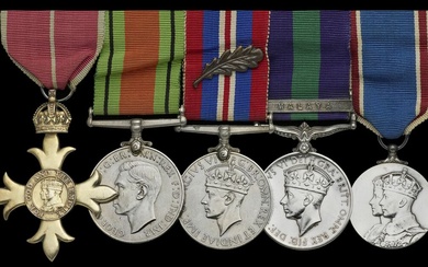 A 'Malaya 1952' O.B.E. group of five awarded to Wing Commander T. G. Young, Royal Air Force, wh...