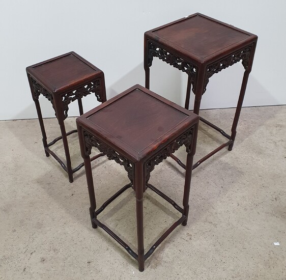 A NEST OF FOUR CHINESE ROSEWOOD OCCASIONAL TABLES