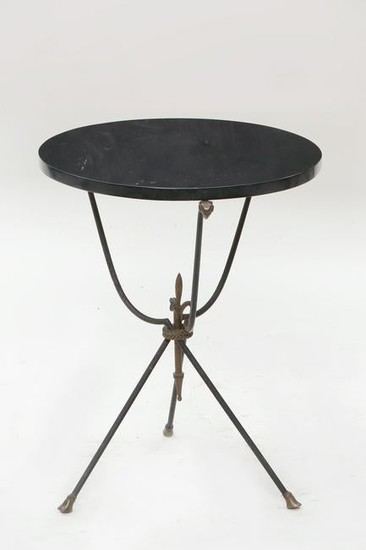 A Neoclassical style brass and wrought iron table