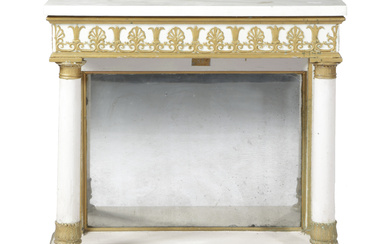 A PAINTED PINE AND PARCEL GILT CONSOLE TABLE IN...
