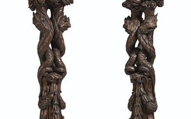 A PAIR OF ITALIAN STAINED WALNUT PEDESTALS, LATE 17TH CENTURY