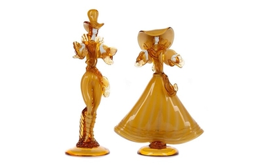 A PAIR OF MURANO GLASS FIGURES