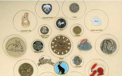 A PARTIAL CARD OF DIV 1 & 3 ASSORTED RABBIT BUTTONS