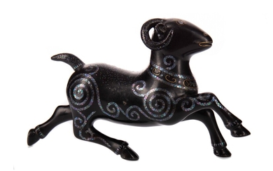 A PERSIAN LACQUERED MODEL OF A RAM
