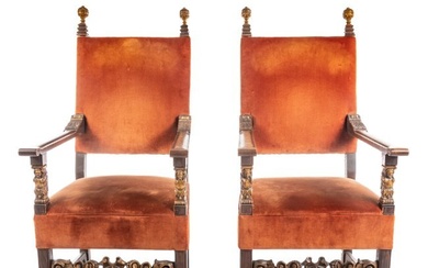 A Pair of Baroque Style Upholstered Chairs