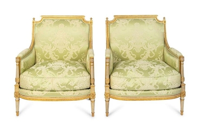 A Pair of Louis XVI Style Giltwood Marquises Height 39