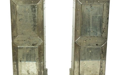 A Pair of Venetian Style Mirrored Pedestals Height 36 x