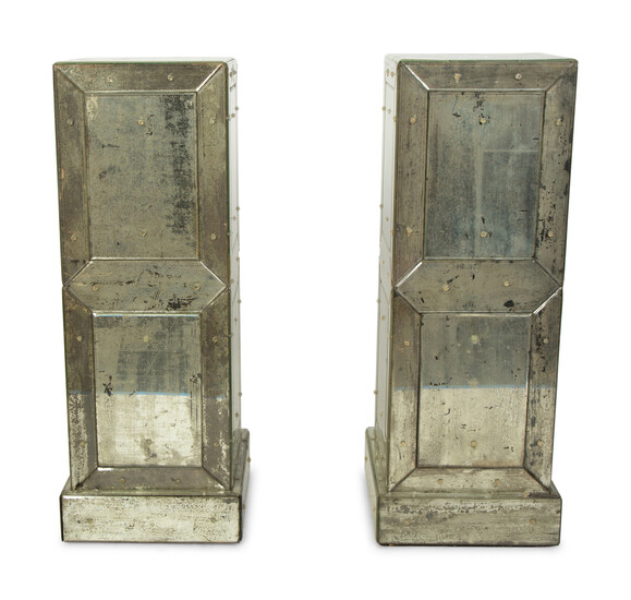 A Pair of Venetian Style Mirrored Pedestals