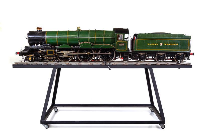A Rare and Impressive Live Steam 7 1/4-Inch Gauge Painted Metal Great Western Railway-Class 6000: King George V Locomotive and Ride-On Tender