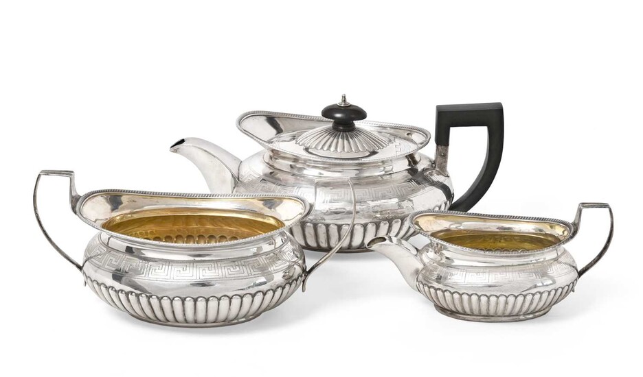 A Three-Piece George III Silver Tea-Service by Robert and Samuel Hennell, London, 1805