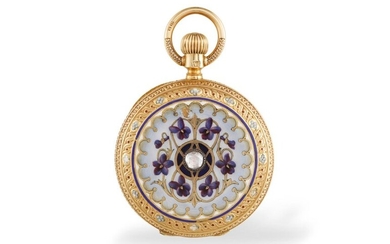 A VICTORIAN LADY'S DIAMOND AND ENAMEL FULL CASE POCKETWATCH, BY...