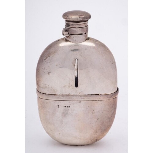 A Victorian glass and silver mounted hip flask, maker Hollan...