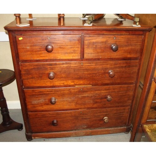 A Victorian mahogany chest of two short and three long gradu...
