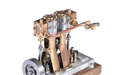 A WELL-ENGINEERED MODEL OF A LIVE STEAM 'TWIN SIMPLE' CYLINDER VERTICAL MARINE ENGINE