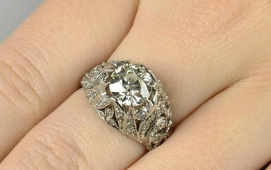 A circular-cut diamond single-stone ring, with