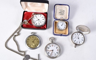 A collection of pocket watches two with silver cases (5)