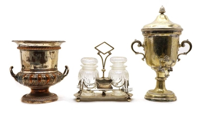 A collection of three silver plated items