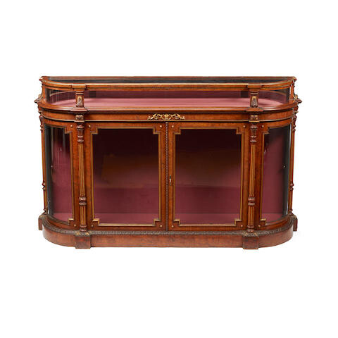 A continental Neoclassical style parcel gilt burlwood vitrine
