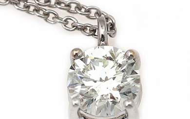 A diamond necklace set with a brilliant-cut diamond weighing 0.72 ct., mounted...